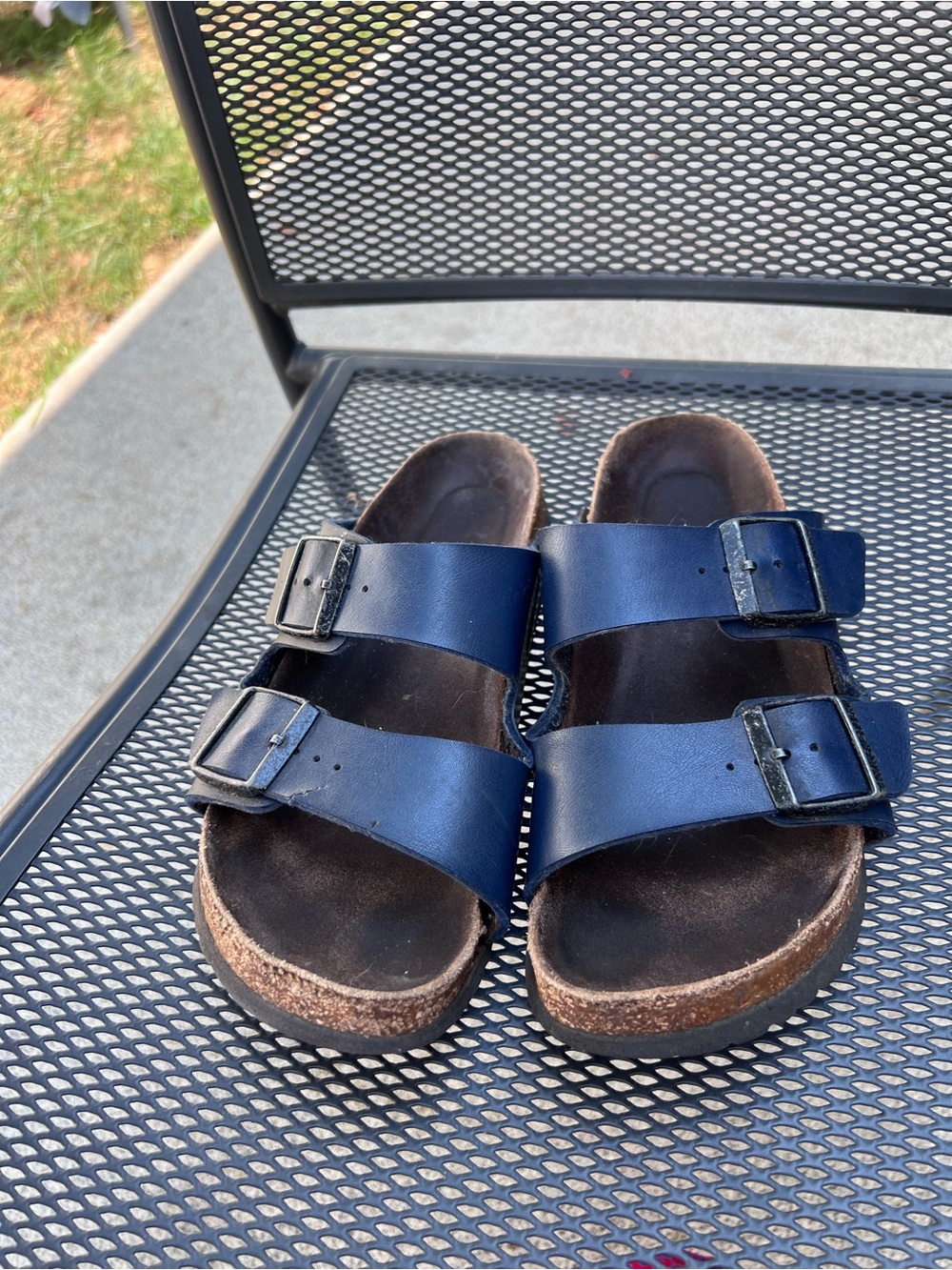 Birkenstock Navy Blue Double-Strap Buckle Sandals